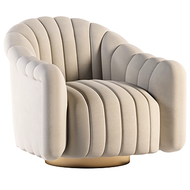 Elegant Gray Velvet Swivel Chair 3D model image 1 