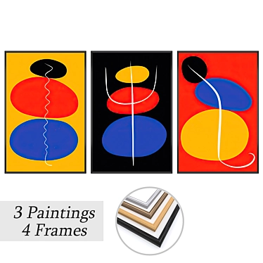 Elegant Wall Art Set with Multiple Frames 3D model image 1 