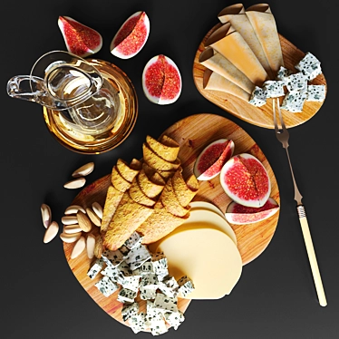 Gourmet Cheese Plate with Figs 3D model image 1 