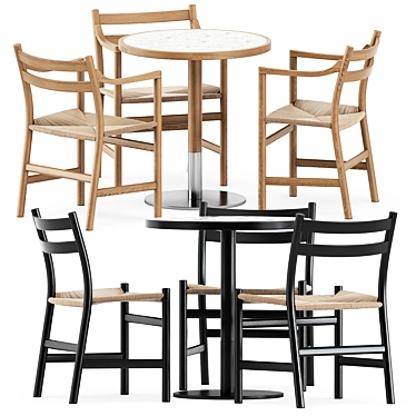 Scandinavian Charm: CH46 & CH47 Chairs + Briscola Table 3D model image 1 