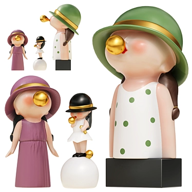 Nordic Bubble Blowing Figurine Statue 3D model image 1 