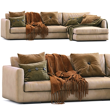 Luxury Flexform Leather Sofa: Magnum 3D model image 1 