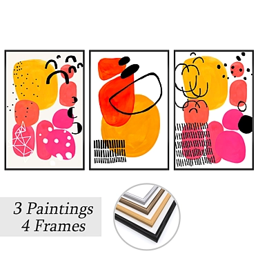 Versatile Set of 3 Wall Paintings 3D model image 1 