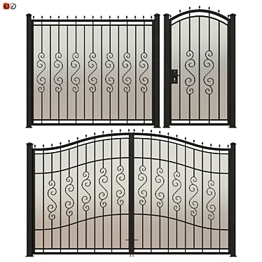 Forged Railing Set: Fence, Gate, and Gates 3D model image 1 