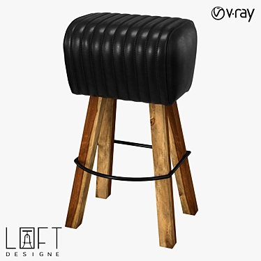 Industrial Leather Bar Stool: LoftDesign 2152 3D model image 1 