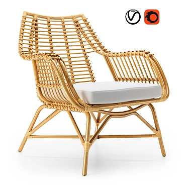 Venice Rattan Accent Chair: Handcrafted Elegance 3D model image 1 