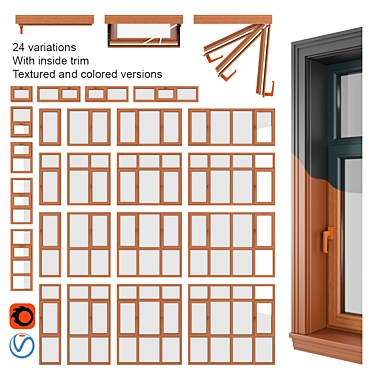 PVC Pimapen: 24 Window Types 3D model image 1 