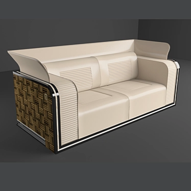 Ardent Deco Sofa: Ebony Makassar, Taj Mahal Stone, Black Lacquer 3D model image 1 