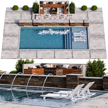 Luxe Pool: 20m2 Modern Design 3D model image 1 