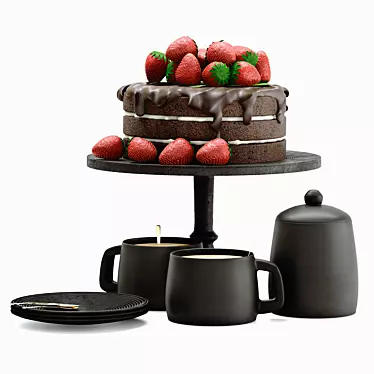 Decadent Chocolate Strawberry Cake 3D model image 1 