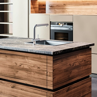 Sleek Kitchen Modern04: Smart Oven & Induction Hob 3D model image 1 