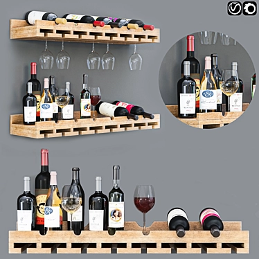 Elegant Wine Bottle Set 3D model image 1 