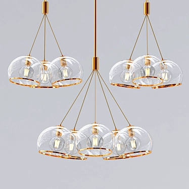 Elegant Brass Pendant Lights 3D model image 1 