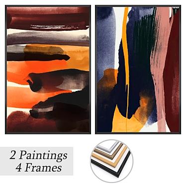 Gallery Set: 2 Paintings, 4 Frame Options 3D model image 1 