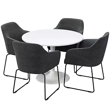 Tossberg & Docksta: Stylish Metal Chair and White Table Set 3D model image 1 