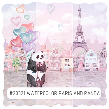 Watercolor Paris and Panda Wallpapers: Creative and Eco-Friendly Designs 3D model image 1 