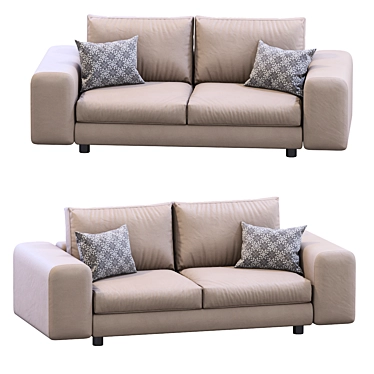 Modern Leather Low Land Sofa 3D model image 1 