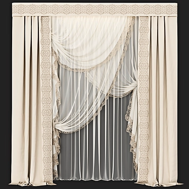 Elegant Lace Curtain: Customizable & High-quality 3D model image 1 