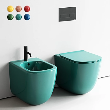 Cielo Era Ceramic WC & Bidet Set 3D model image 1 