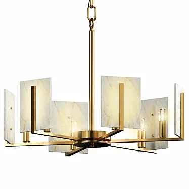 Elegant Marble Square Chandelier 3D model image 1 