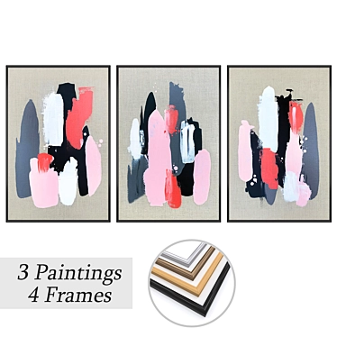 3-Piece Wall Art Set with Multiple Frame Options 3D model image 1 