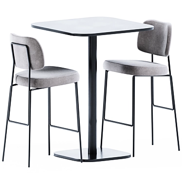 Elevate your space: High Foot Table & Kapoor Bar Chair 3D model image 1 