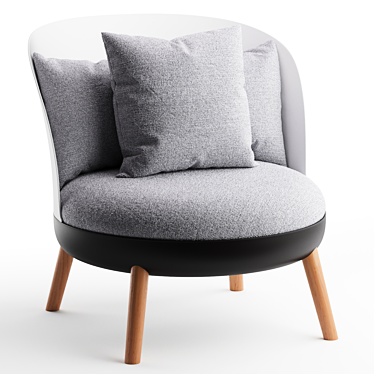 Cherry Gray Armchair with Ottoman 3D model image 1 