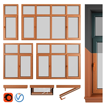 PVC Pimapen Windows Set 3D model image 1 