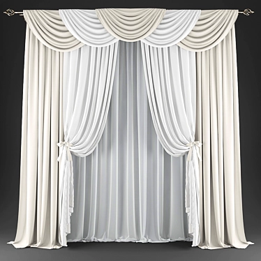 Modern Geometric Print Curtains 3D model image 1 