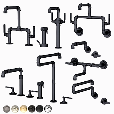 Watermark Elan Vital Kitchen Faucet Set 3D model image 1 