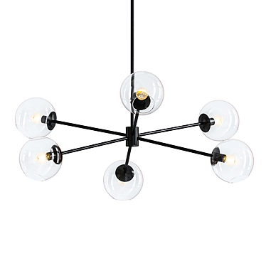 Sleek Staggered Glass Chandelier 3D model image 1 