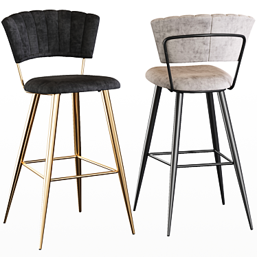 Elegant Kendall Velvet Bar Stool 3D model image 1 