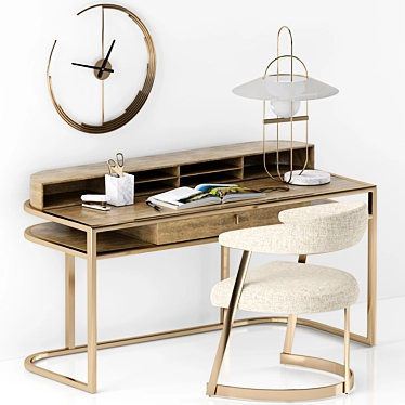 Elegant Highland Desk & Dexter Dining Chair 3D model image 1 