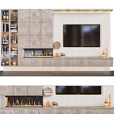 Versatile TV Wall with Decor 3D model image 1 