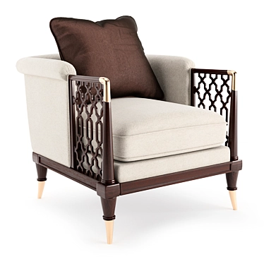 Modern Brown Wood Armchair 3D model image 1 