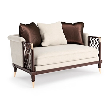 Classic Brown Wood Lattice Sofa 3D model image 1 