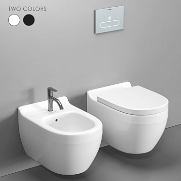 Title: Duravit Starck 3 Wall-Hung Toilet & Bidet Set 3D model image 1 