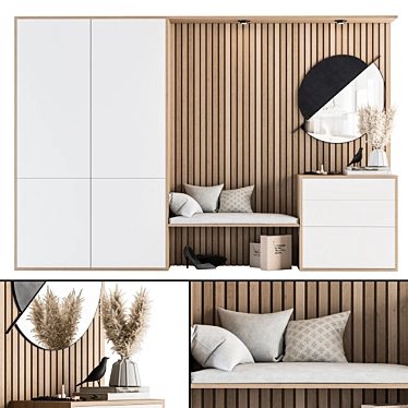 Minimalist White Wood Hallway Set 3D model image 1 