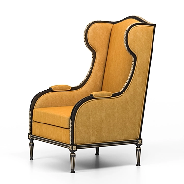 Elegant Wingback Chair: Fabulous Fabric & Wooden Frame 3D model image 1 