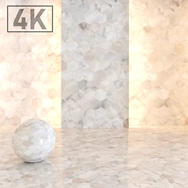 Elegant White Marble Tiles 3D model image 1 