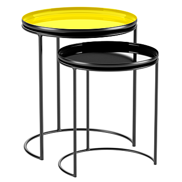 Modern 2-Piece Round Coffee Tables 3D model image 1 