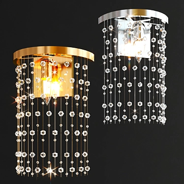 Golden Zild Wall Sconce: Stylish Metal and Glass Lighting 3D model image 1 