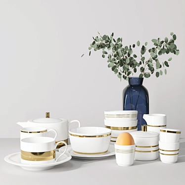 Elegant Dining Set: Tableware 01 3D model image 1 
