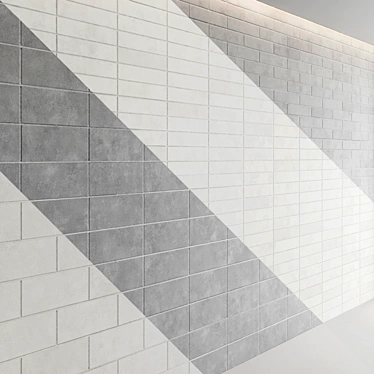 Premium Block Wall Set: Smooth Nickel & Porcelain 3D model image 1 