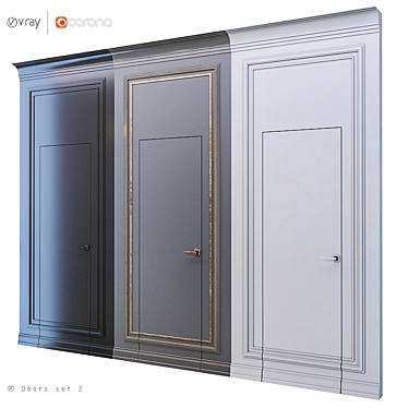 Hidden Wall Door Set 3D model image 1 