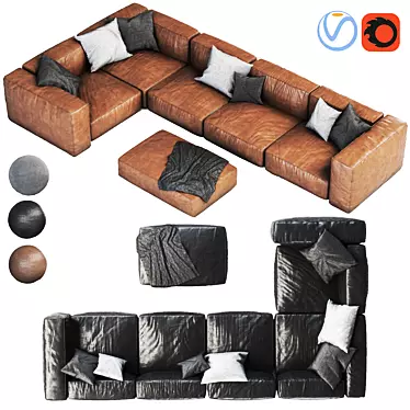 Modern Fabric Sofa Set 3D model image 1 