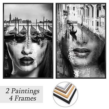 Artistic Wall Gallery Set No. 3456: 2 Paintings, 4 Frame Options 3D model image 1 
