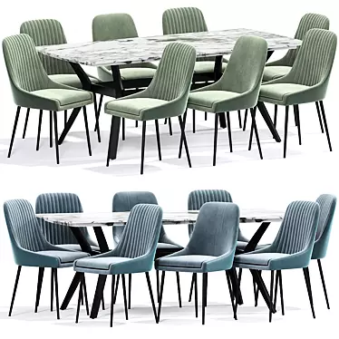 Elegant Viscount Strip Dining Table 3D model image 1 