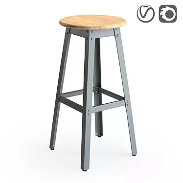 Industrial Hiba Stool, Height 75cm 3D model image 1 