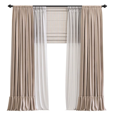 Elegant Window Drapes 3D model image 1 